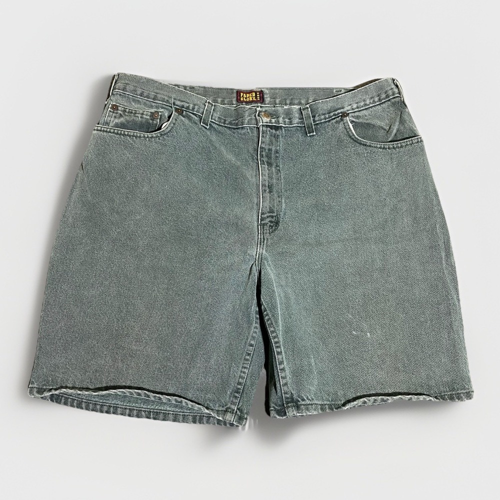 Faded Glory Mens Green Denim Bermuda Shorts 38 Regular Workwear Jorts Y2K